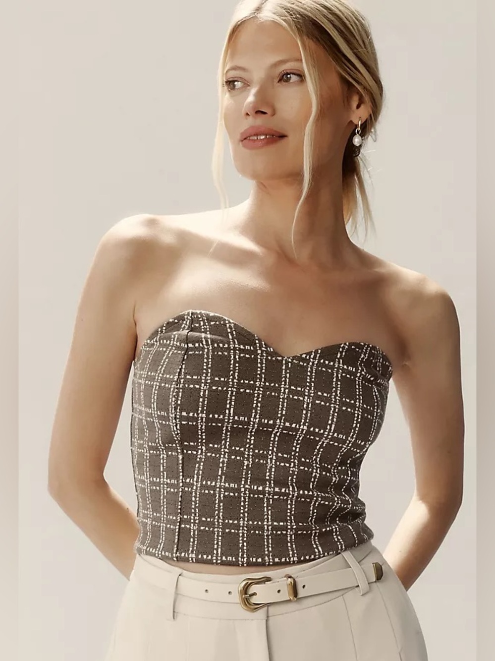 Maeve Anthropologie Plaid Bustier Crop Top XXS